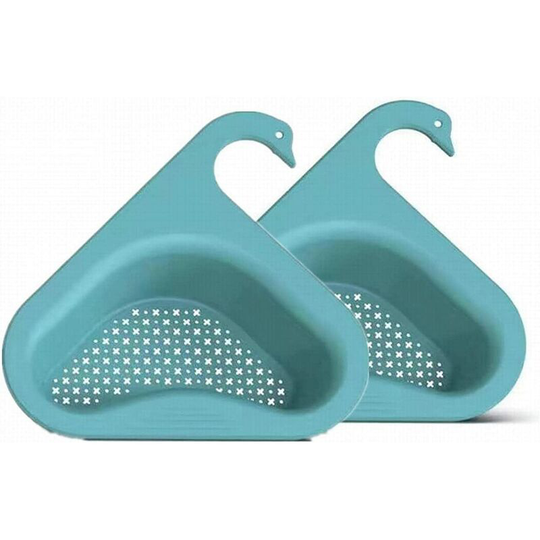 Triangular Sink Shelf, Dish Drainer Basket, Kitchen Sink Drainer, Triangular Sink Corner Shelf (Blue x 2)