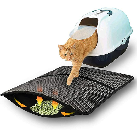 Perle Rare - Foldable Cat Litter Mat, Double Layer Honeycomb Litter Tray Mat Non-Slip Washable Cat Feeding Mat