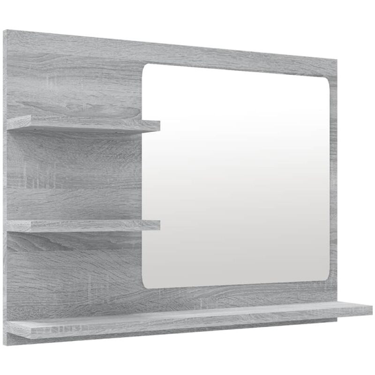 Bathroom Mirror Grey Sonoma 60x10.5x45 cm Engineered Wood Vidaxl Grey