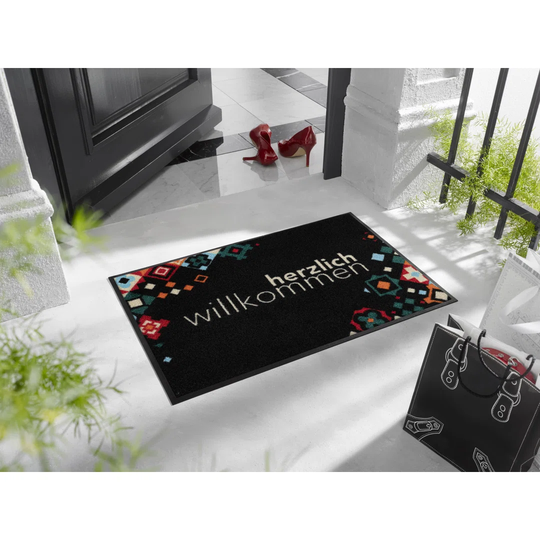 Fumatte, welcome mosaic multicolored - black, size: 50 x 75cm