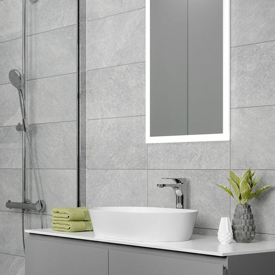 Ilton Grey Matt Ceramic Tile Sample - Grey - Amiata