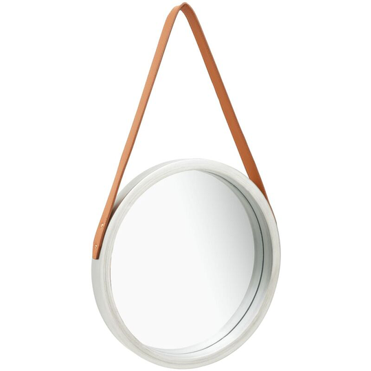 Wall Mirror with Strap 40 cm Silver - Hommoo