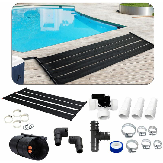 Arebos - 2 x solar heating solar collector pool heating solar mat solar absorber - black incl. Bypass set - Black