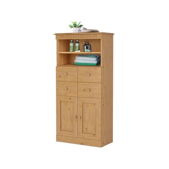 Vernita 60Cm W x 120Cm H x 30Cm D Solid Wood Free-Standing Bathroom Cabinet