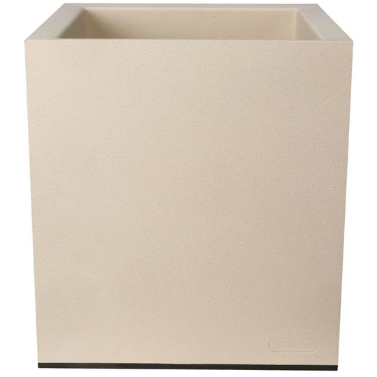 Square Plastic Pot With Granite Look 40 Cm Beige