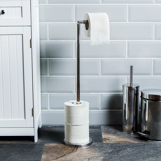 Folding Toilet Roll Holder Tissue Paper Storage, Silver
