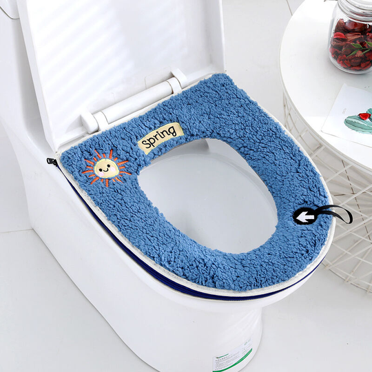 Soft and Warm Universal Seat Cushion for Toilet Seats with Hanging Ring (Random Color)