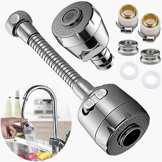 Faucet Aerator 360 ° Swivel, Faucet Aerator With Extended Hose, Universal Water Saver with Nozzle Adapter, Sink Faucet Filter Nozzle Bubbler Head for