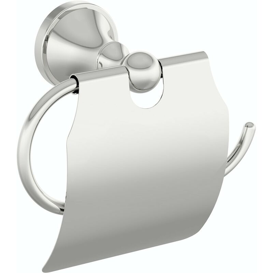 Round traditional toilet roll holder with cover - Chrome - Accents