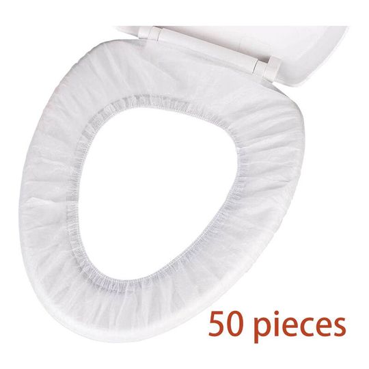 50 white disposable non-woven toilet seat pads, independent thick ordinary travel toilet seat ring, toilet seat