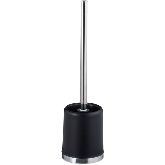 Set of 1 Relaxdays wc Accessory Set, Toilet Brush with Round Holder, Exchangeable Brush Head, 37 cm, Black