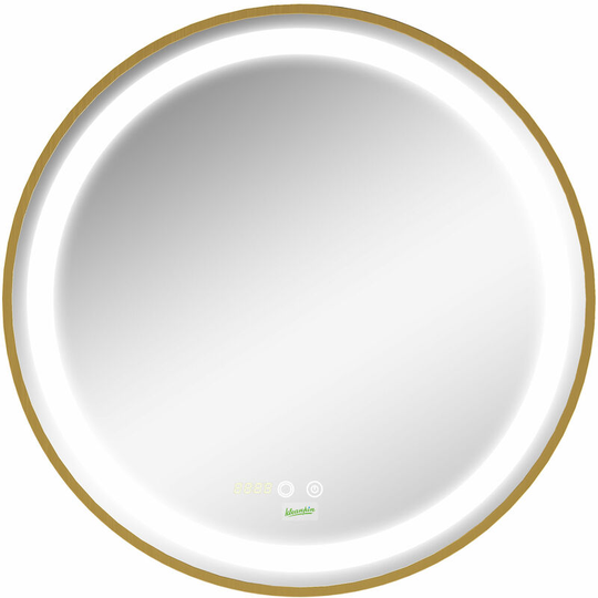 Wall Mounted led Bathroom Mirror with 3 Light Colours Time Display Gold - Gold Tone - Kleankin