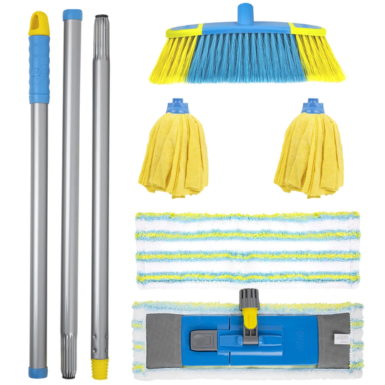 Flash Floor Clean Kit + Flat Mop With Refill & 2 X 100% Microfibre Mop Heads