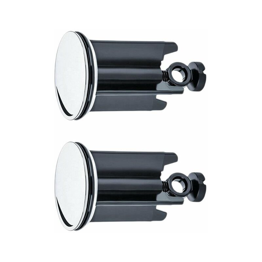 Universal Bathroom Sink Stopper ø 40 mm, Set of 2, Chrome Drain Plug, Made of Brass, with Rubber Seal, Height Adjustable Stopper, Rust-Proof Bathtub