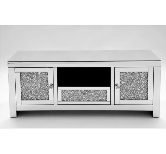 Pollocksville Crushed Diamond mirrored TV cabinet 120cm