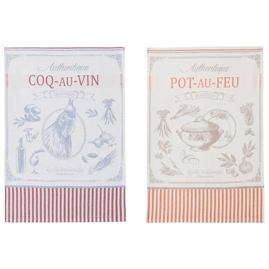 2 Piece Coq Au Vin and Pot Au Feu Tea Towel Set