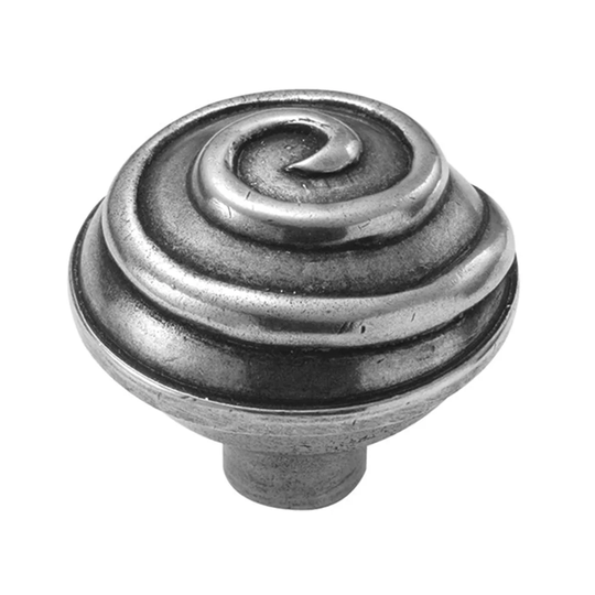 Swirl Genuine Pewter Round Cabinet and Drawer Knob