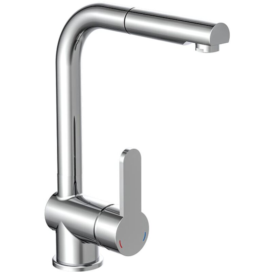 Sink Mixer with Pull-out Spray LONDON Low Pressure Chrome SCHÜTTE - Silver
