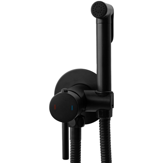 REA - Bidet Tap Ceramic Mixer Expendable Handle 1.2m Hose Black Finished Brass