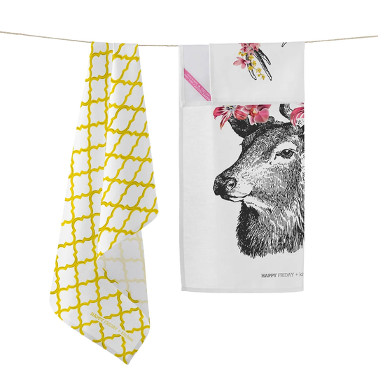 Reindeer 2 Piece Tea Towel