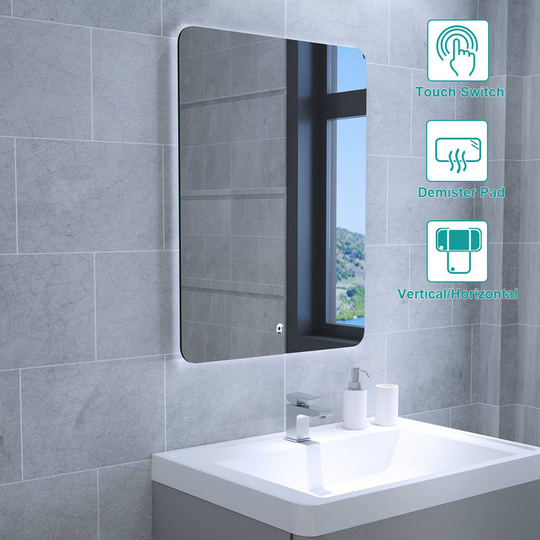 Glow 600 x 800mm Bathroom Illuminated LED Mirror with Demister Pad(Type G)
