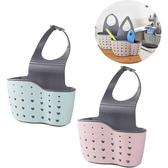 Sunflowergb - 2 Pcs Hanging Kitchen Sink Sponge Holders, Soap Sponge Drainer Hanging Basket, Washing Accessories Storage Basket