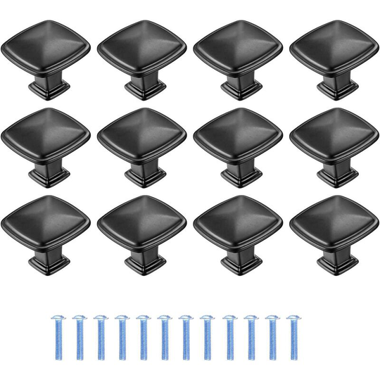 12 Pieces Black Kitchen Cabinet Handle, Door Handle Drawer, Door Kitchen Furniture Knob, Furniture Handles for Kitchen Cabinet Cupboard - 1.2 inch/30