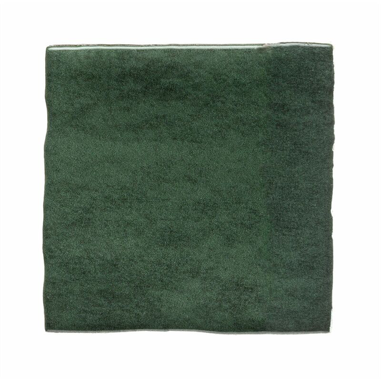 Rak Dark Green Marakkesh Glossy Ceramic Wall Tiles Wavy Square Smooth 150x150 mm - Green