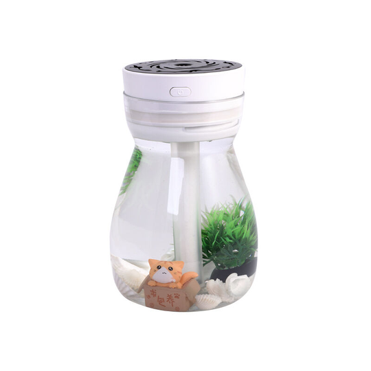 Cool Cute Air Humidifier for Office Bedroom Air Purifier USB Charging Kawaii Air Humidifier with LED Light Water Bottle (White)