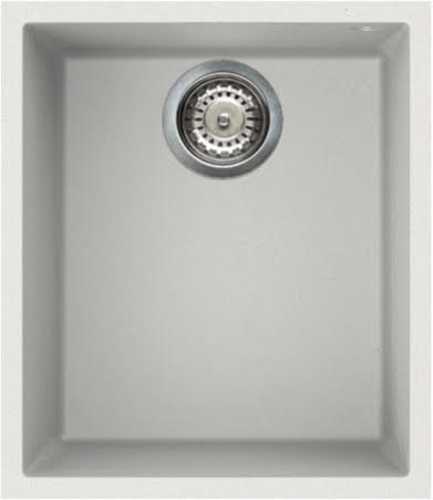 Reginox Elleci Quadra100 White Granite Undermount Single Bowl Kitchen Sink with Waste Included