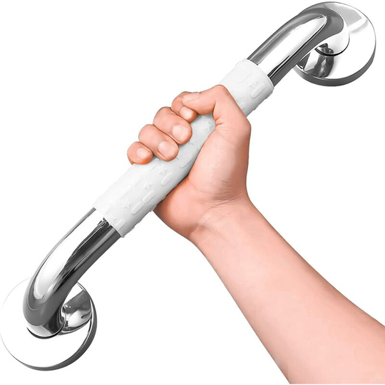 White Safety Bathtub Handle, Non-Slip, with Fluorescent Light, Stainless Steel Wall Grab Bar, for Bathroom WC Handle for Children / Seniors (30CM)