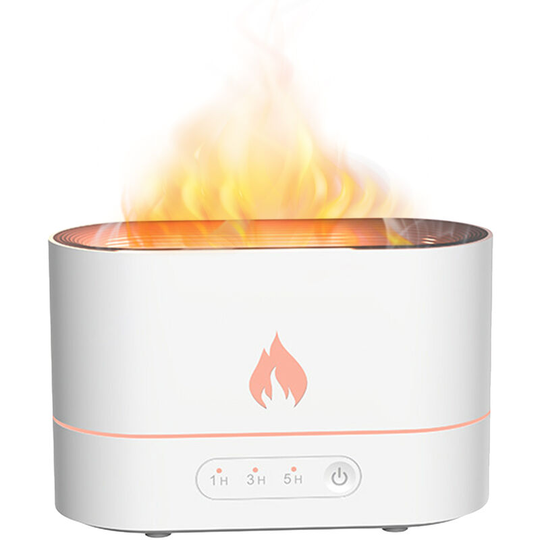 Superseller - usb Simulation Flame Mist Humidifier Flame Night Light Quiet Aromatherapy Diffuser - White