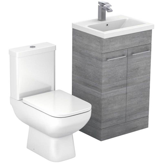 Wholesale Domestic - Turin Molina Ash 500mm 2 Door Vanity Unit and Toilet Suite - Molina Ash
