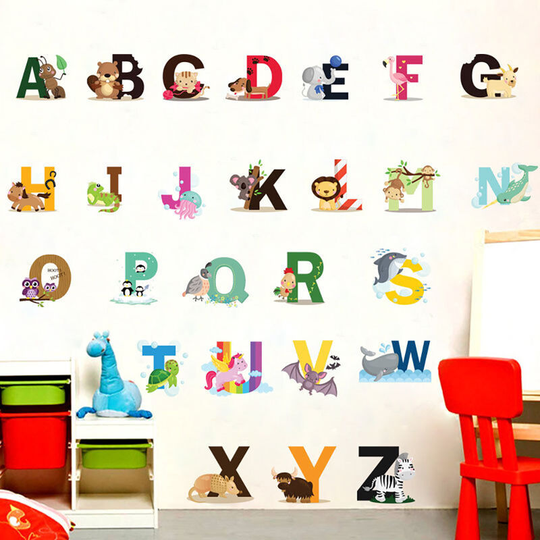 Non-Slip Alphabet Animal Bathtub Stickers, Waterproof and Anti Skid for Shower and Bathtub