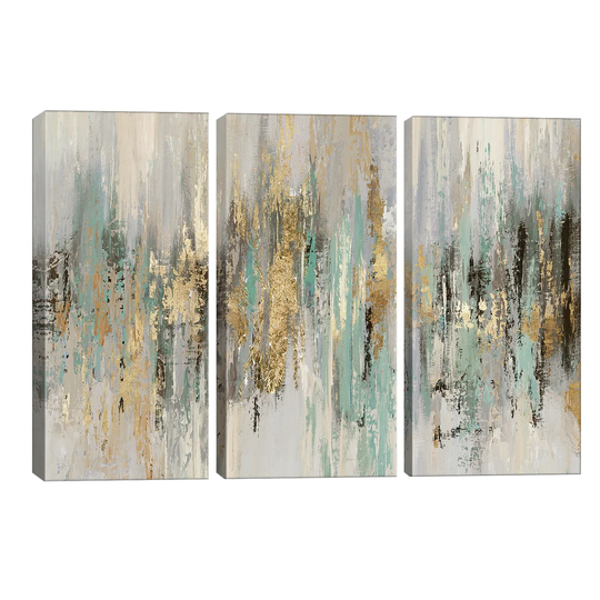 'Dripping Gold I' Painting Multi-Piece Image on Wrapped Canvas