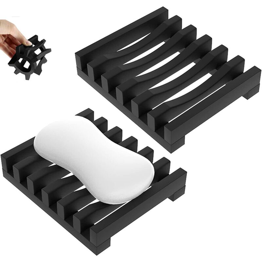 Perlerare - 2 Pack Soap Dish, Saver Silicone Case, Shower Soap Box, Easy Cleaning, Drying, Sink, Bathtub Deck, Soap Drainer, Silicone Soap Holder for