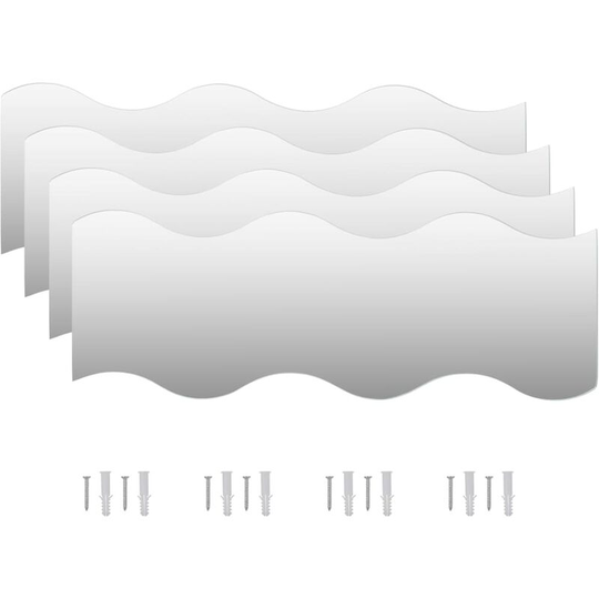 Wall Mirrors 4 pcs 60x18.5 cm Wave Glass vidaXL - Silver