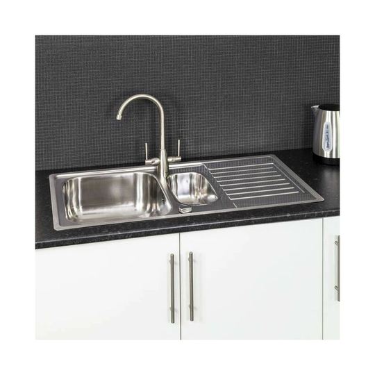 Centurio 1.5 Bowl Kitchen Sink Reversible Stainless Steel Integrated - Silver - Reginox