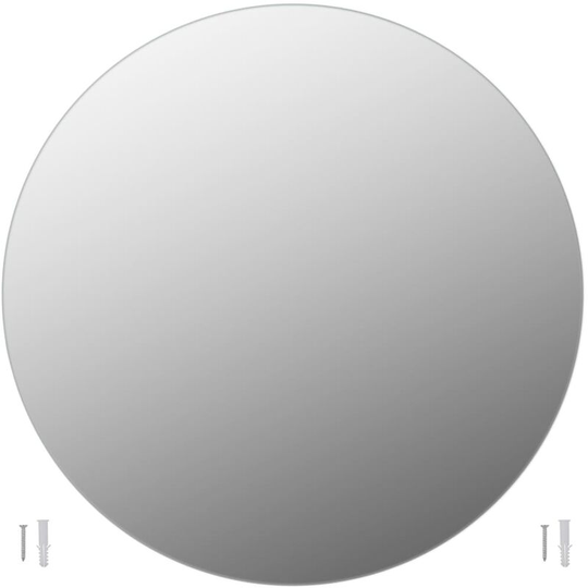 Frameless Mirror Round 90 cm Glass Vidaxl Silver