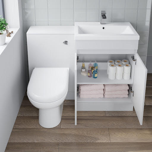 Artis Toilet & Basin Vanity Unit Combination with Doors - 1100mm White Gloss