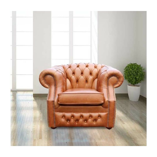 Chesterfield Buckingham Club ArmChair Aniline Old English Tan Leather