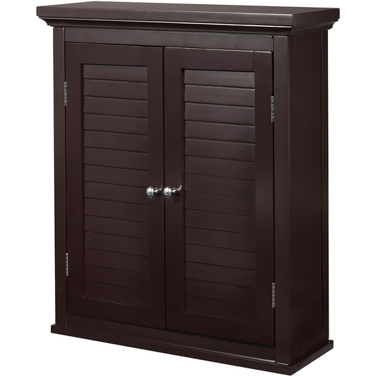 Bathroom Brown Wooden Double Door Wall Cabinet ELG-593 - DarkBrown - Teamson Home