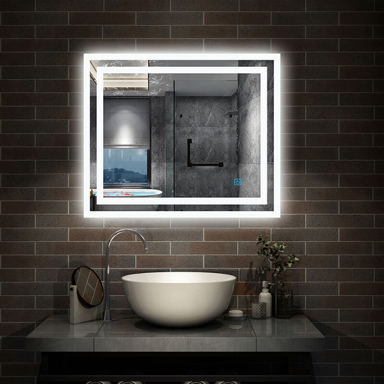 Backlit led Illuminated Bathroom Mirror with Light Sensor + Demister - Type b 600 x 500mm