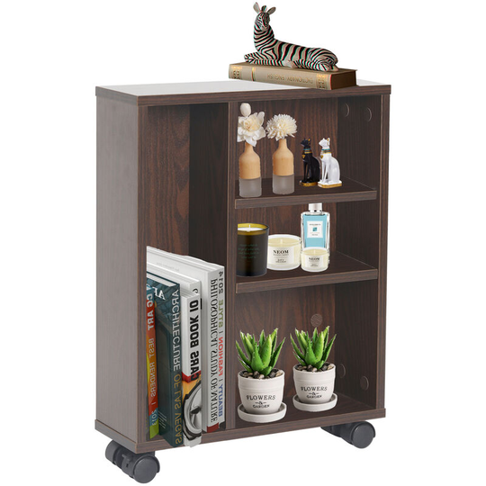 Unho - Small Bathroom Storage Cabinet Open Cupboard with Wheels | 3-Tier Bookcase Organizer