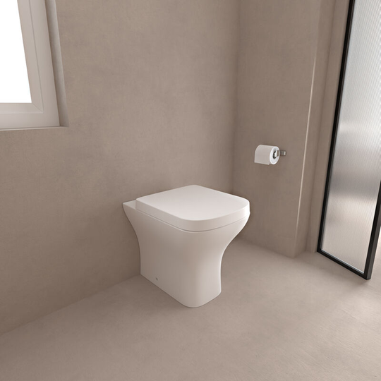 Acezanble - Bathroom Square Toilet Pan Back To Wall btw wc With Soft Close Seat - White