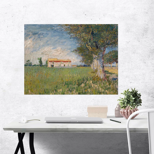 Farm in a Cornfield by Vincent Van Gogh - Unframed Painting