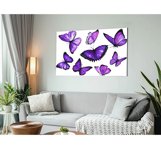 Purple Butterfly Frenzy - Unframed Painting on Metal