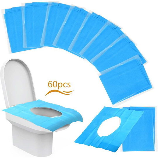 60pcs Protection Paddable Disposable Toilet Protector Public wc Antibacterial For Hotel Park Cover Seating Toilet for Travel Individual Packaging