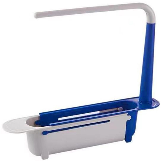 Kitchen Sink Holder, Sink Retractable Drain Rack, Dish Cloth Hanger, Towel Sponge Organizer Rack for Home Kitchen, Blue - Blue
