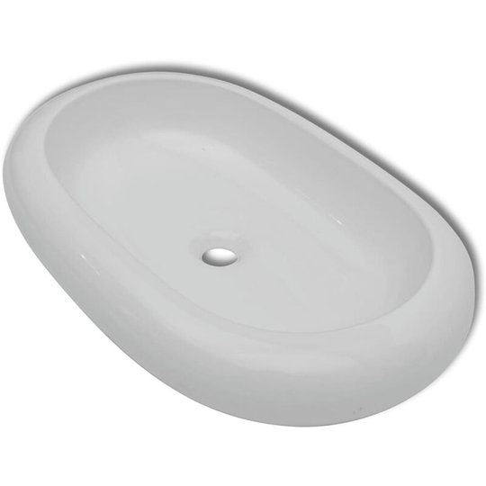 Luxury Ceramic Basin Oval-shaped Sink White 63 x 42 cm Vidaxl White